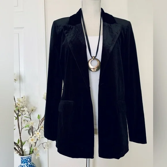 Nine West Cara Santana X Black Velvet Blazer Jacket - Picture 6 of 16